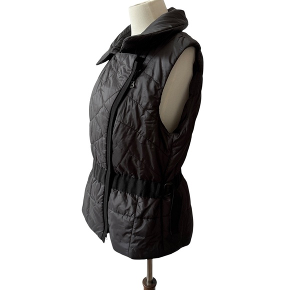 SONIA BOGNER QUILTED PUFFER VEST MOTO 2- WAY ZIP BELTED APRES SKI SPORTY LUXE 12 - Picture 4 of 13